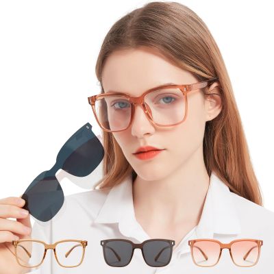 MARE AZZURO Fashion Reading Glasses 1.0 Women Men with Magnetic Clip on Sunglasses, Big Readers 1.00, Brown XL Reading Glasses 100 125 150 175 200 225 250 275 300 350