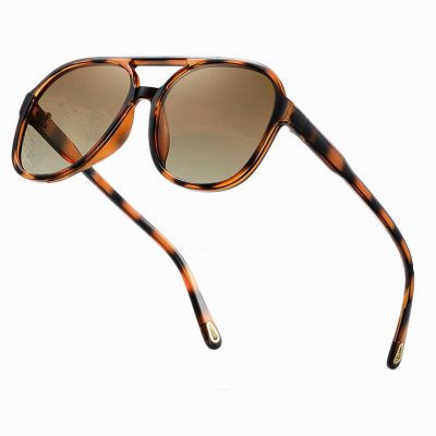 mincl Outdoor Full lens Pilot Reading Sunglasses Women UV 400 Protection Double Bridge Square Sun Readers N45 (leopard, 1.25, x)