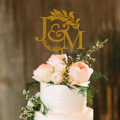 LullabyMall Luxury Personalized Wedding Cake Topper, Custom Cake Toppers for Wedding, Bride and Groom Cake Topper for Wedding, Monogram Wedding Cake Topper,Initials Wedding Cake Topper 5