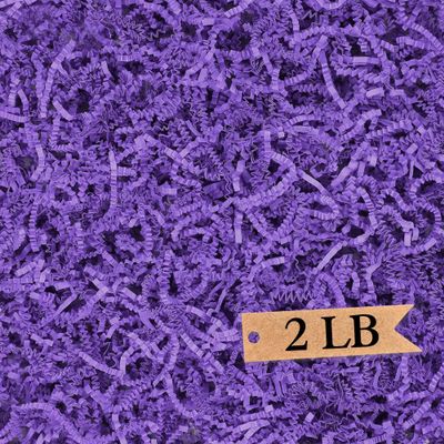2LB Crinkle Cut Paper Shred Filler - Biodegradable Packing for Gift Baskets, Boxes, and Crafts - Eco-Friendly Cushion for Christmas, Weddings, Birthdays (Purple)