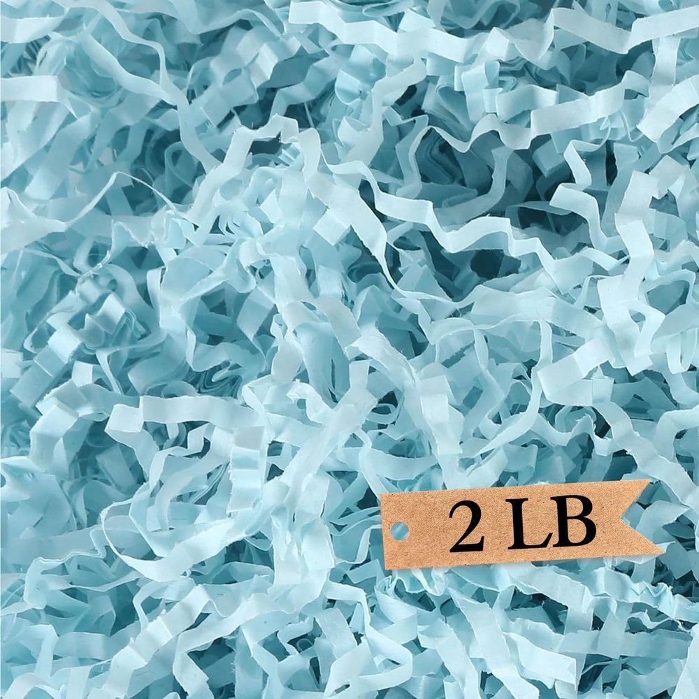 Art Secret Crinkle Cut Paper Shred Filler for Packing and Filling Gift Baskets - 2 LB (Blue)