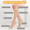 2 Pairs Sheer Compression Socks for Women - 15-20 mmHg Knee High Sheer Compression Stockings for Support Circulation Swelling Edema Work Office Travel, Beige, X-Large view 3