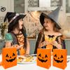100 Pieces Halloween Pumpkin Gift Bags Trick or Treat Kraft Paper Candy Goodie Bags with Handle for Halloween Party Favors Supplies view 4