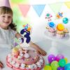 7 Pcs Outer Space Cake Toppers Set Universe Theme Kids 3rd Birthday Happy, astronaut birthday party or planet theme party spaceship rocket decoration that both boys and girls will love. LIANGSS view 4