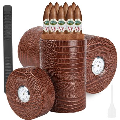 Cigar HumidorTravel Cigar Case, Portable Cigar humidorCrocodile Texture Leather, Holds 10-30 Cigars, Includes Humidifier and Humidification Strips Father's Day, Birthday, Christmas Men's Gifts