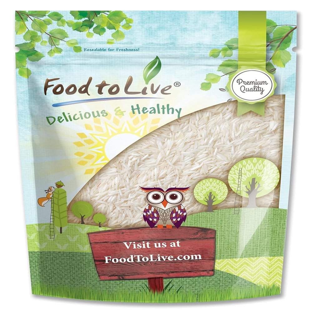 Food to Live Long Grain White Rice, 5 Pounds Raw, Vegan, Kosher. Easy to Cook. Stays Separate and Fluffy. Rich in Iron and Low in Fat. Great as Side Dish. Perfect for Stuffing, Pilafs, and Salads