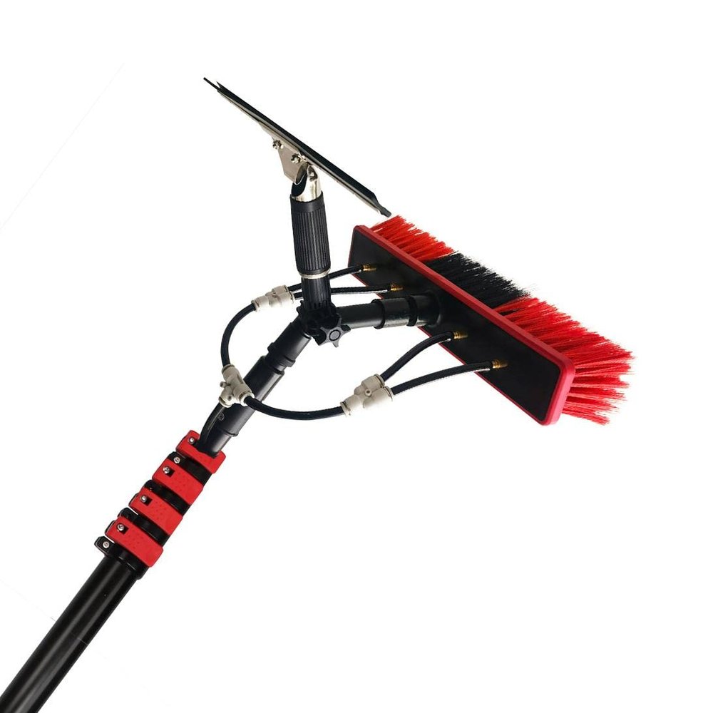 Outdoor Window Cleaning Poles,Water Fed Pole Kit, Water Fed Brush W/Squeegee, Water Fed Cleaning System, 3-in-1 Aluminum Outdoor Window/9 M/29.5 Ft/9 M/29.5 Ft