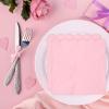 100 Pieces 2-Ply Cocktail Napkins Light Pink Napkins 5 x 5 Inch Disposable Scalloped Napkin for Party Dinner Birthday Wedding Baby Shower(Pink) view 4