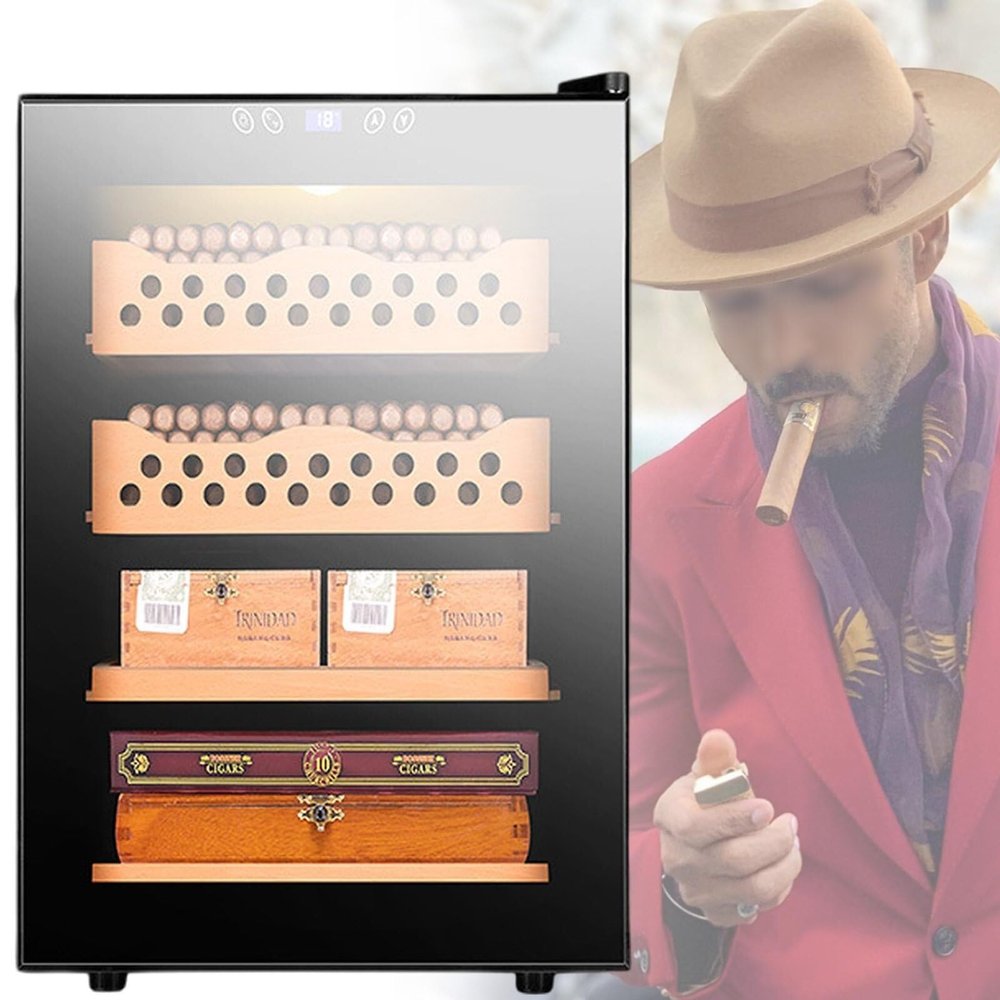 XARONF 50L Electric Humidor, About 200~300 Counts Large Cigar Humidor, Cooling and Heating Temperature Control Cabinet Humidor with Cedar Wood
