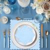 100 Pieces 2-Ply Cocktail Napkins Light Blue Napkins 5 x 5 Inch Disposable Scalloped Napkin for Party Dinner Birthday Wedding Baby Shower(Blue) view 3