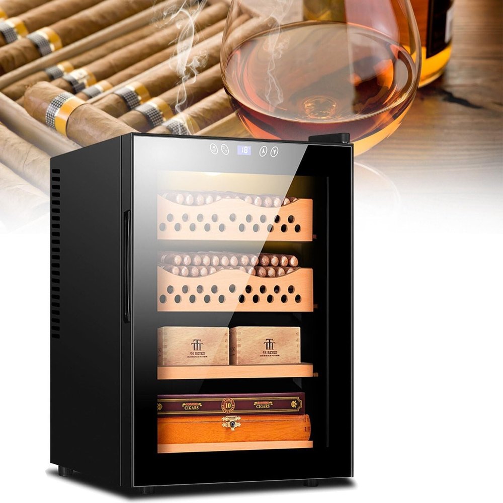 XARONF Cedar Wood Cigar Humidor, Electric Cooler Refrigerator Cigar Tea Cabinet Moisturizing Cigars, 200~300Pcs Large Capacity Cigar Humidor Cabinet