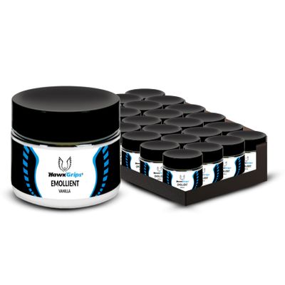 HawkGrips 8oz Massage Emollient, Vanilla, Emollient for IASTM and Massage, Soft Tissue Mobilization & Lubrication for Massage Therapy, Shea Butter, Oil Based, Vegan, Cream Alternative, Pack of 24