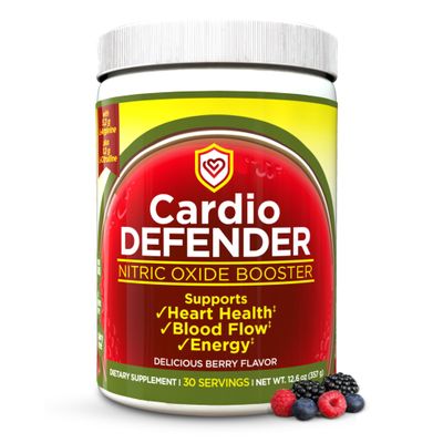 Cardio Defender Nitric Oxide Booster Powder  L-Arginine 5,200mg + L-Citrulline 1,200mg  Heart Health Drink Mix - Heart Health, Blood Flow, Energy, Endurance - L-Arginine Powder with Berry Flavor