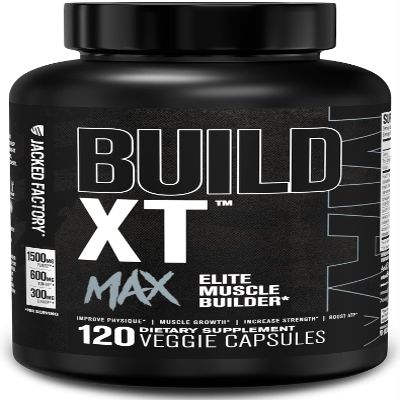 Jacked Factory Build-XT Max Muscle Builder for Men and Women - ATP Supplement with Peak02 Cordyceps, KSM-66 Ashwagandha, & ElevATP for Muscle Recovery, Muscle Growth, Increased Endurance - 120 Count