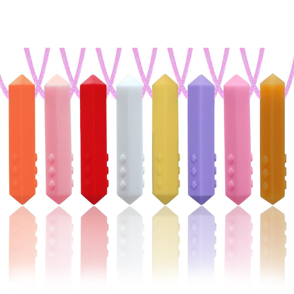 Sensory Chew Necklace for Girls, 8 Pack Chewelry for Kids with Autism