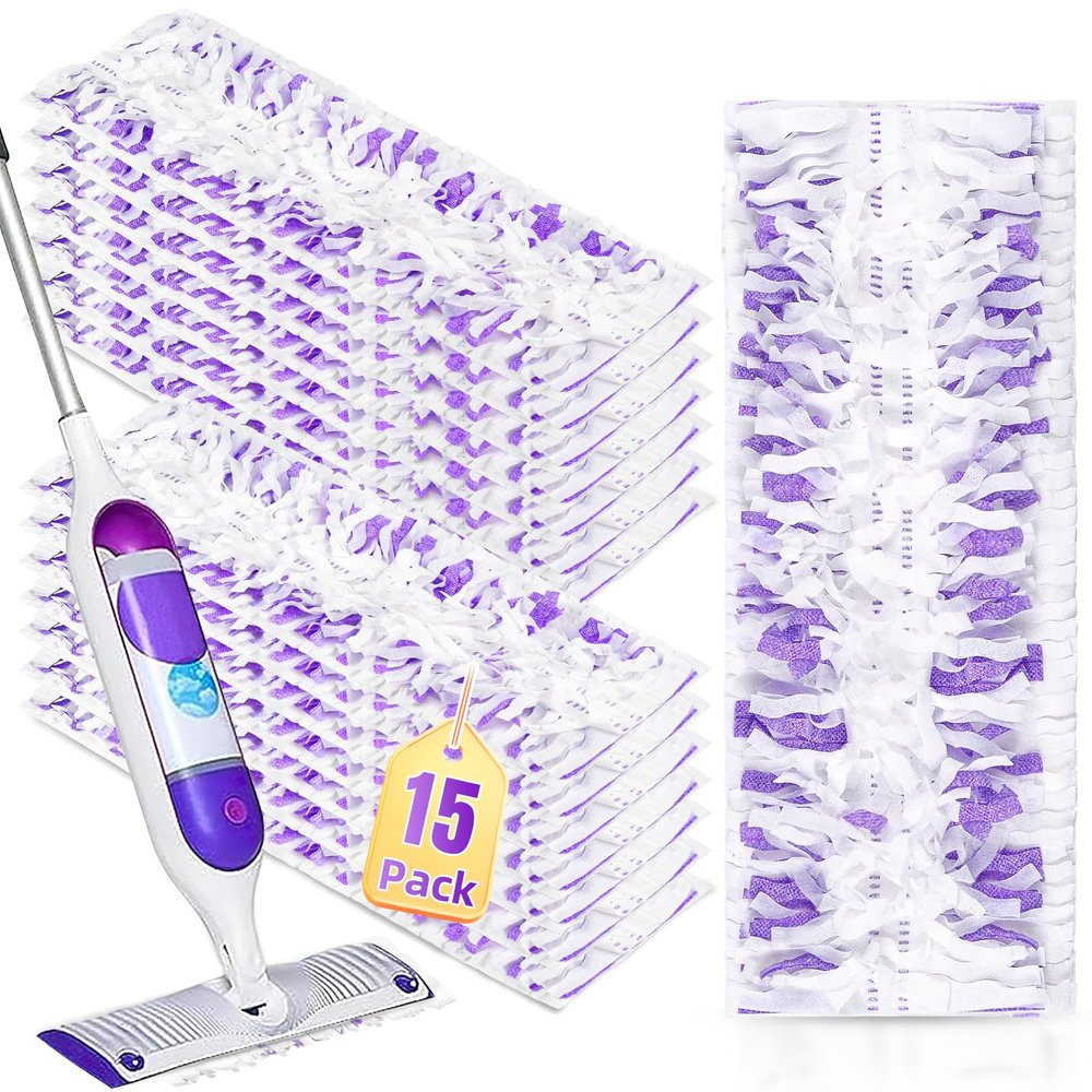 15 Pack Disposable Moping Pads Refills for Power Mop Multi-Surface Mop and PowerMop Wood Mop, Replacement Mop Pads for Floor Cleaning