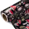 WRAPAHOLIC Mushroom Wrapping Paper Roll - Mini Roll - 17 Inch x 33 Feet - Black Red Mushrooms Plants Design, Perfect for Birthday, Autumn, Party, Holiday view 1