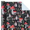 WRAPAHOLIC Mushroom Wrapping Paper Roll - Mini Roll - 17 Inch x 33 Feet - Black Red Mushrooms Plants Design, Perfect for Birthday, Autumn, Party, Holiday view 2