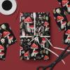 WRAPAHOLIC Mushroom Wrapping Paper Roll - Mini Roll - 17 Inch x 33 Feet - Black Red Mushrooms Plants Design, Perfect for Birthday, Autumn, Party, Holiday view 4