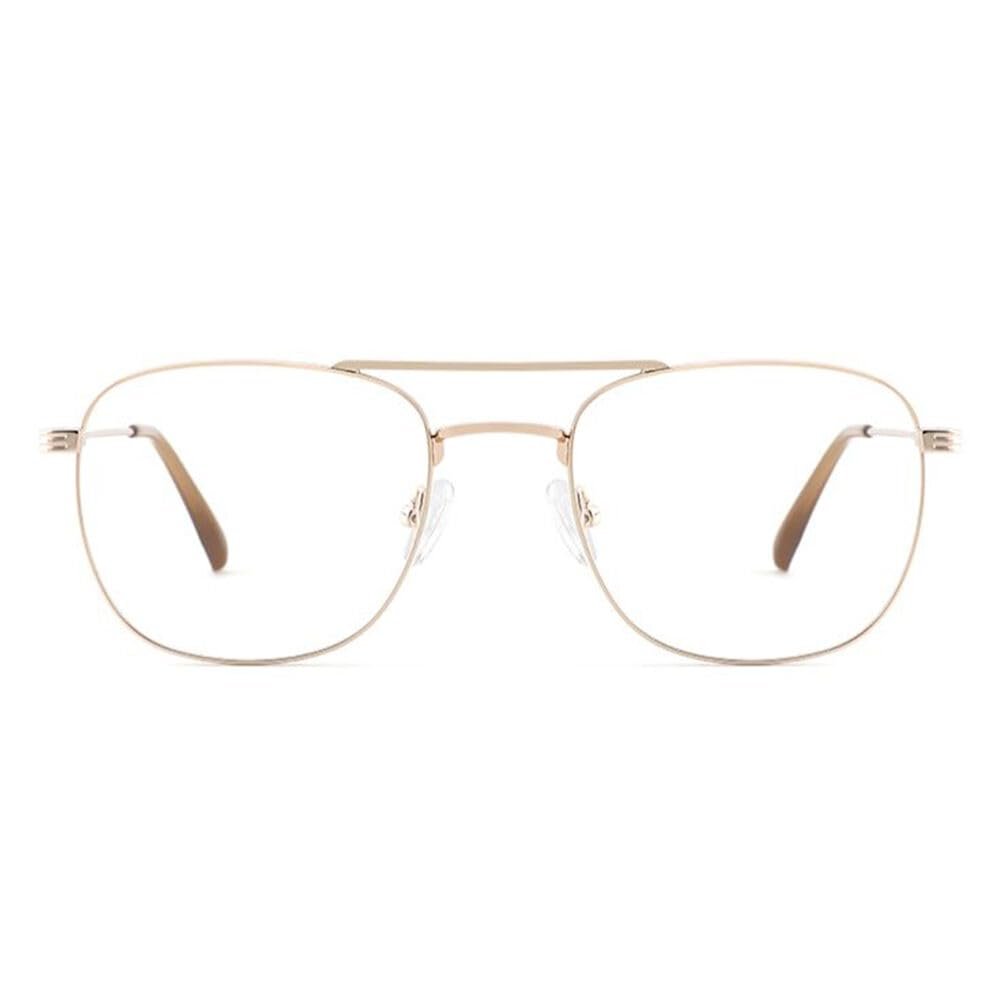 AOOLIA Aviator Reading Glasses for Women Men, Blue Light Blocking Computer Readers, Metal Frame Spring Temple Readers Glasses (Gold, 2.25, x)