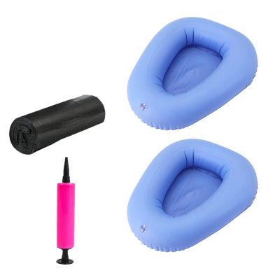 SHIJT Washable Portable Bed Pan for Elderly Females Durable for Men and Women Bedpans Bedridden Inflatable Stool Bedsore Toilet (Color : Blue B)