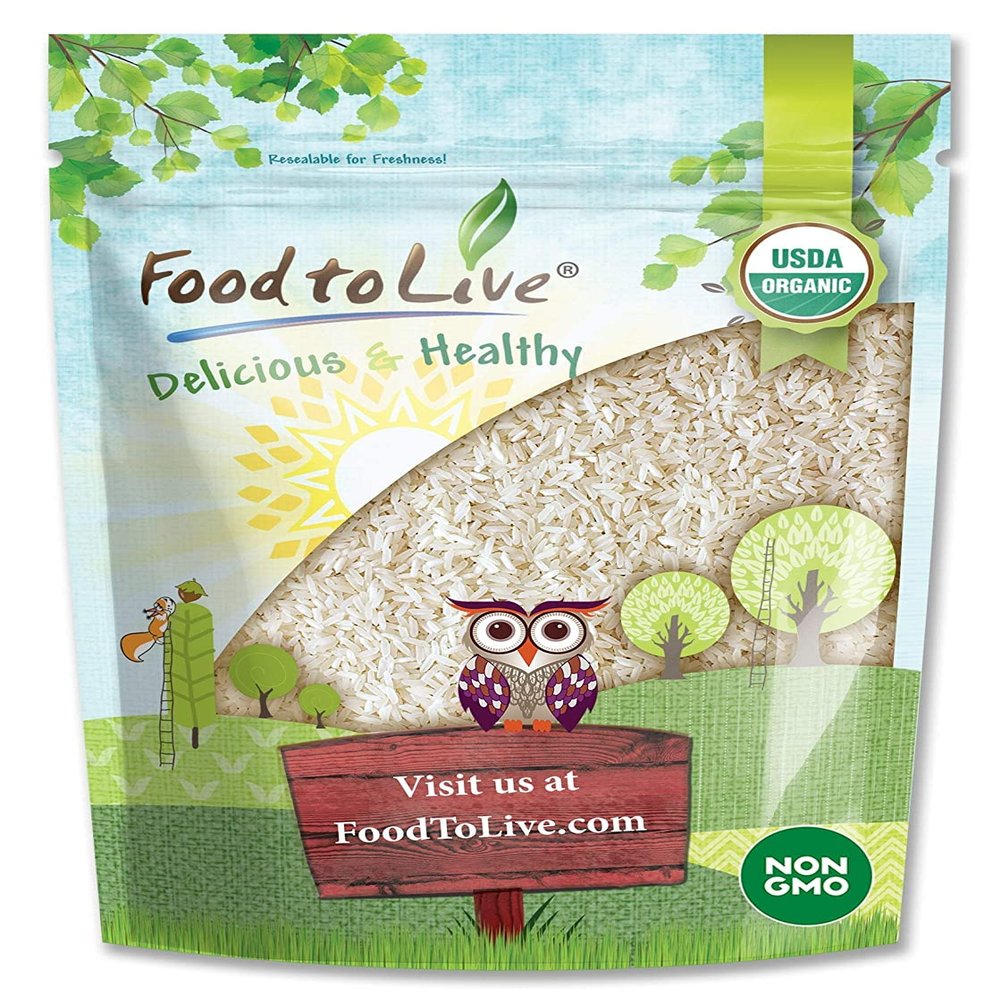 Food to Live Organic Long Grain White Rice, 2 Pounds Non-GMO, Vegan, Kosher. Easy to Cook. Stays Separate and Fluffy. Low in Fat. Perfect for Stuffing, Pilafs, Salads.