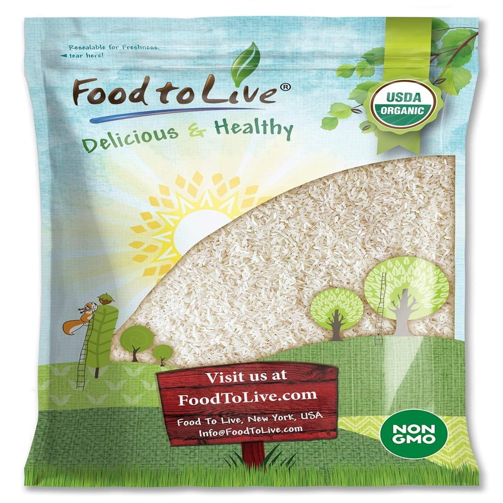 Food to Live Organic Long Grain White Rice, 10 Pounds  Non-GMO, Vegan, Kosher. Easy to Cook. Stays Separate and Fluffy. Low in Fat. Perfect for Stuffing, Pilafs, Salads.