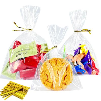 Cherodada 4"x 6", 200Pcs Cellophane Treat Bags with Twist Ties for Gift Wrapping, Wrapping Candies, Cookies, Chocolates, Popcorn