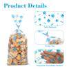 200 PCS Pet Paw Print Cellophane Bags, Dog Print Cellophane Treat Bags, Dog Treat Bag, Plastic Paw Print Candy Cookie Gift Bag with 200 Silver Twist Ties for Dog Birthday Party Decorations, Blue view 4