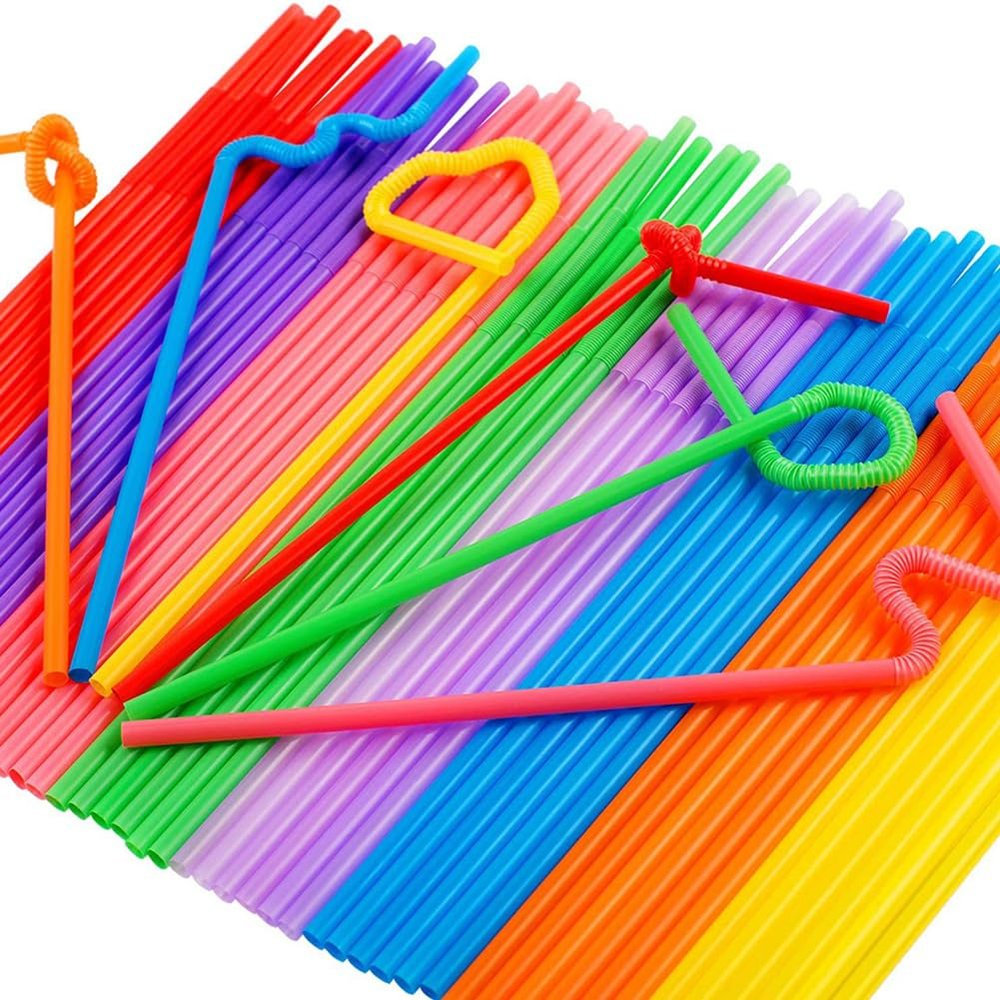 100PCS Milkshake Straws Plastic Bendy Party Straws Drinking Straws Bendable Party Fancy Straw for Cocktails Cold Smoothies