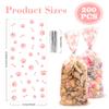 200 PCS Pet Paw Print Cellophane Bags, Dog Print Cellophane Treat Bags, Dog Treat Bag, Plastic Paw Print Candy Cookie Gift Bag with 200 Silver Twist Ties for Dog Birthday Party Decorations, Pink view 2