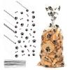 200 PCS Pet Paw Print Cellophane Bags, Dog Print Cellophane Treat Bags, Dog Treat Bag, Plastic Candy Cookie Gift Bag with 200 Silver Twist Ties for Dogs Birthday Party Favors Decorations, Black view 1