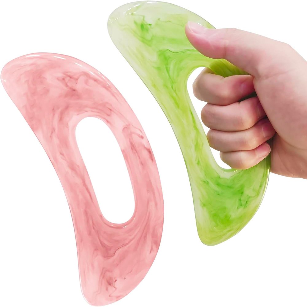 2PCS Scar Tissue Gua Sha Tool, Steel Muscle Scraper Tools,Myofascial Scraping Tools for Physical Therapy for Back Neck, Lymphatic Drainage Massager, Soft Tissue guasha Tool (Green+Pink)