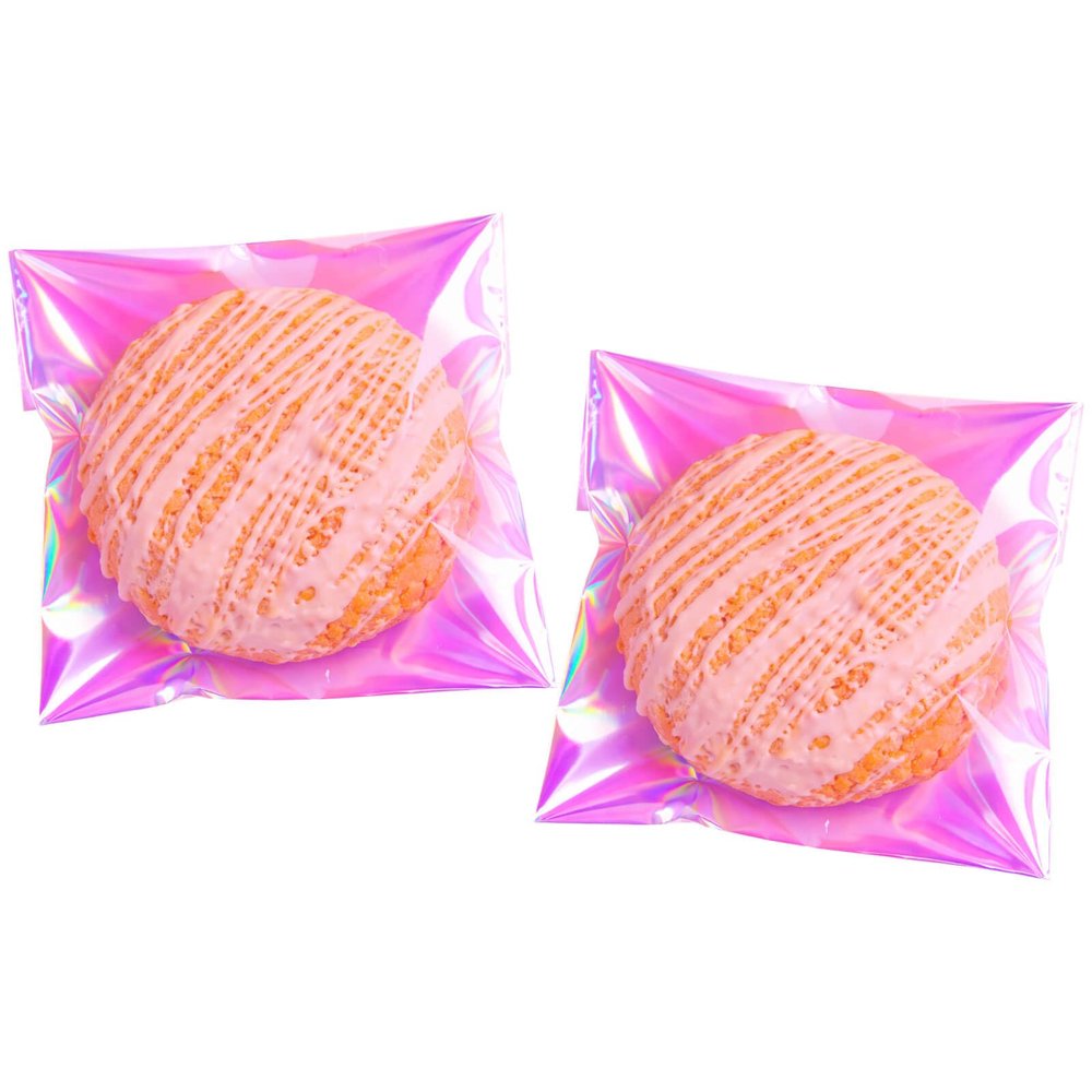 Cherodada 4x4 Inch Cookie Bags with Seals, Iridescent Self Adhesive Sealing Cellophane Brownie Wrappers Bags, Holographic Individual Treat Plastic Bags for Gift, Baking, Snack Packaging (100 Pcs)