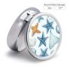 Pill Box Round Metal Pill Case 3 Compartment Portable Starfish Shell Pill Organizer Travel Pillbox for Pocket Purse Cute Pill Container Holder for Vitamins Medication Fish Oil view 2