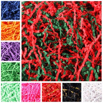 Zonon 10 Pack 300g Crinkle Cut Paper Shred Filler for Packing and Empty Basket Filler, Raffia Tissue Paper Stuffers Gift Boxes for Wrapping Party Supplies(Christmas Color)