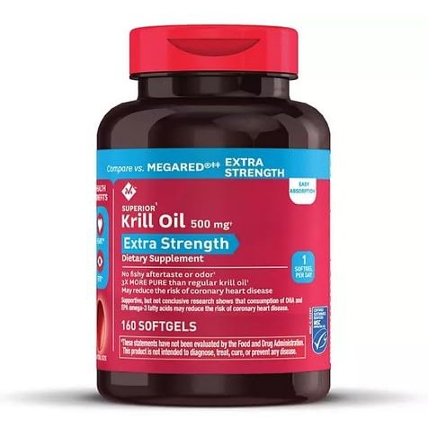 Generic Extra-Strength Antarctic Pure Omega-3 Krill Oil, 500 mg, 160 ct.