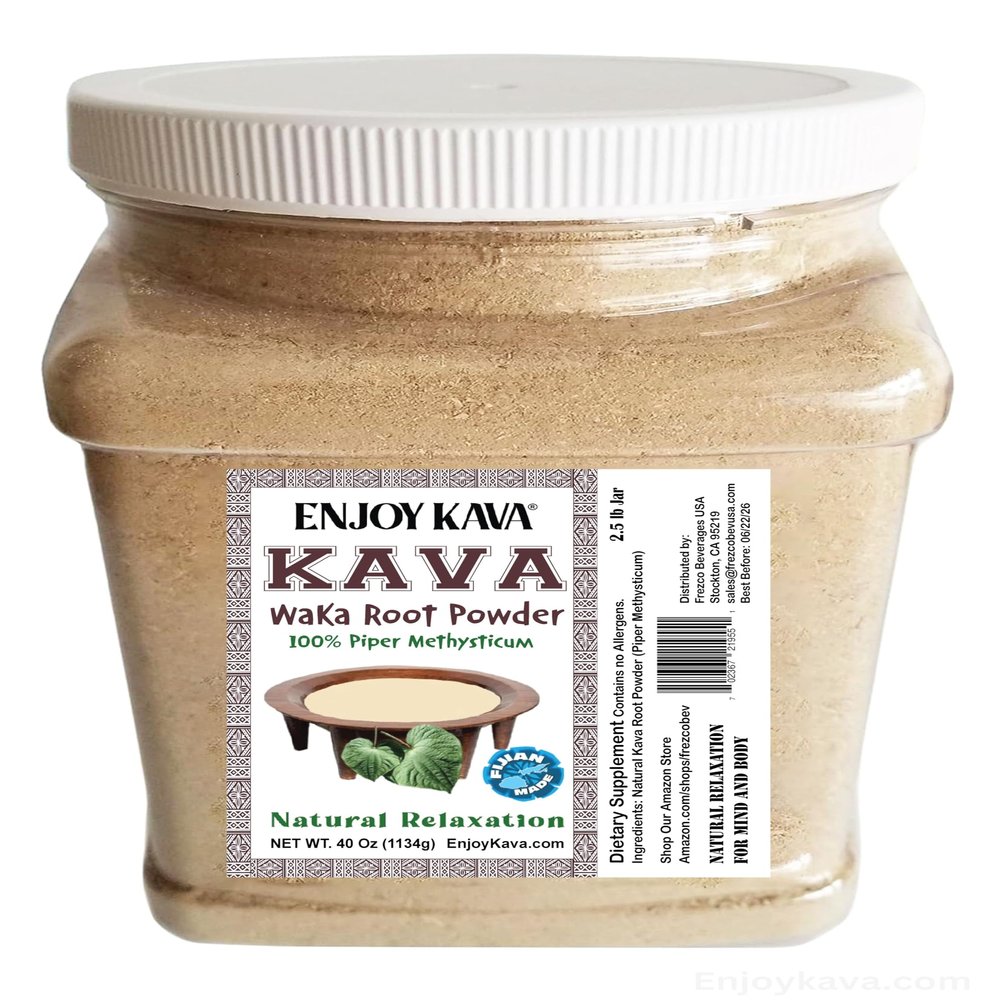KAVA Waka Powder  Authentic, Noble Kava Root Powder (2.5 LB JAR) Imported from Fiji