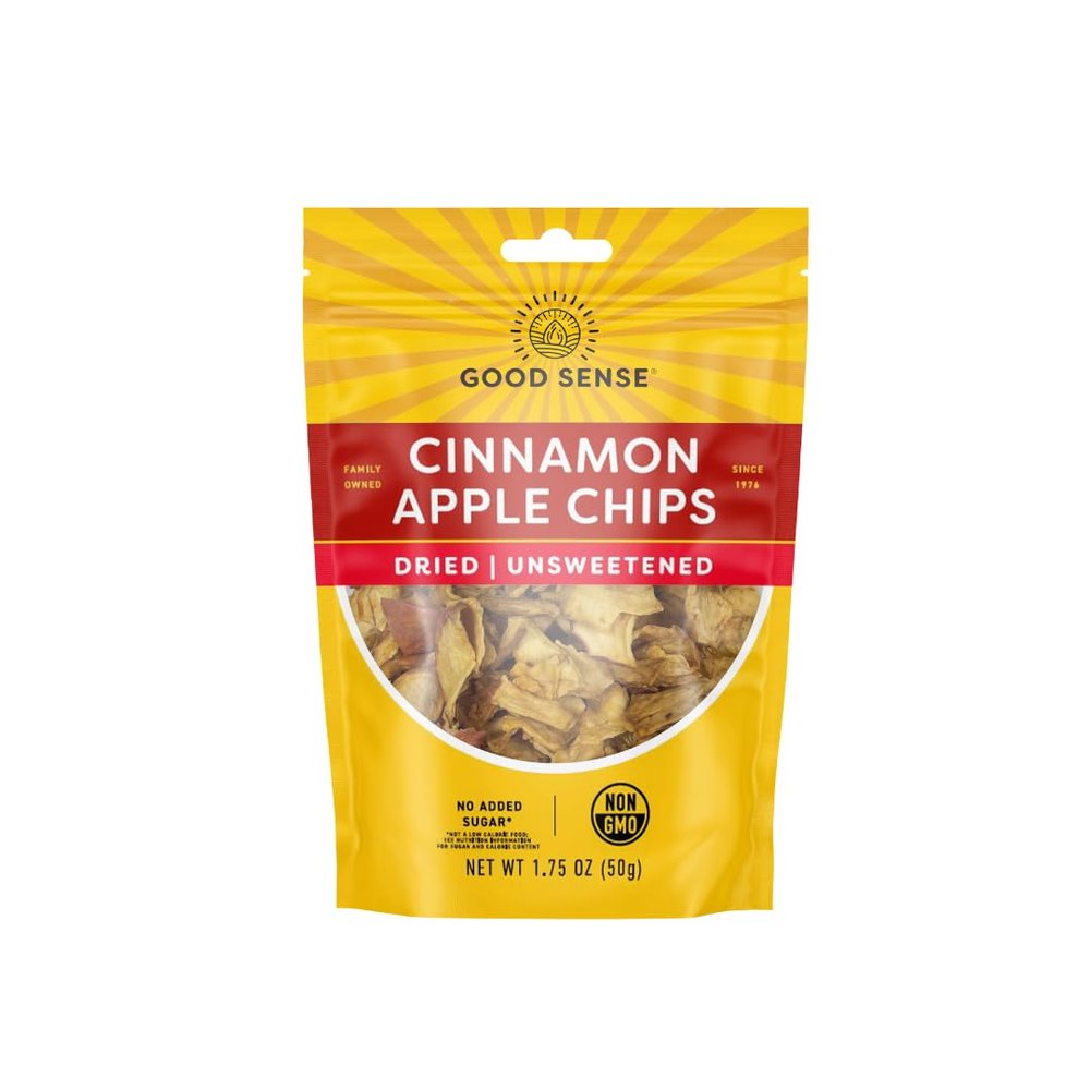 Cinnamon Apple Chips, Dried & Unsweetened, No Added Sugar, Pack of 12