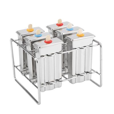 aqxreight Stainless Steel Ice Cream for Home and Commercial Use Compatible with Standard Sticks DIY Kitchen Tool for Making Six Popsicles at Once