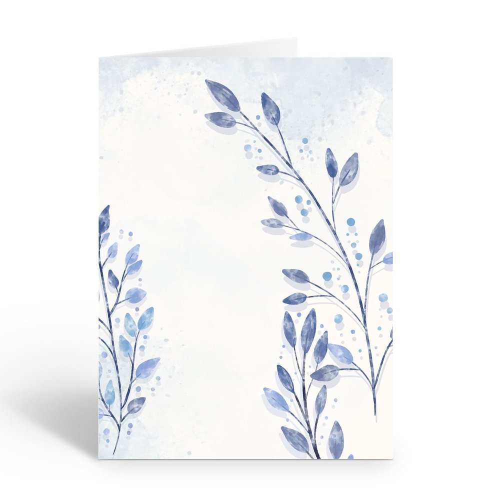 Stonehouse Collection | Blue Leaf Note Cards | Dried Leaves Watercolor Note Cards | Set of 10 (Blue Leaves)