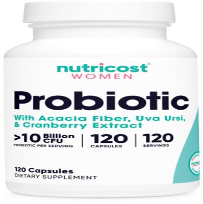 Nutricost Probiotic for Women 10 Billion CFU, 120 Capsules - Complex with Acacia Fiber, Uva Ursi & Cranberry Extract, Non-GMO & Gluten Free