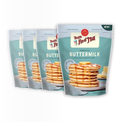 Bob's Red Mill Signature Buttermilk Pancake Mix, 20oz (Pack of 4)- Just Add Water, Makes 32-40 Pancakes per Bag