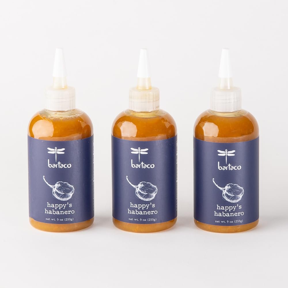 bartaco Signature Habanero Hot Sauce Gift Pack Set 9 oz | Squeezable Bottle + Cap for Convenience | with Yellow Bell Peppers + Pineapple + Carrots + Turmeric