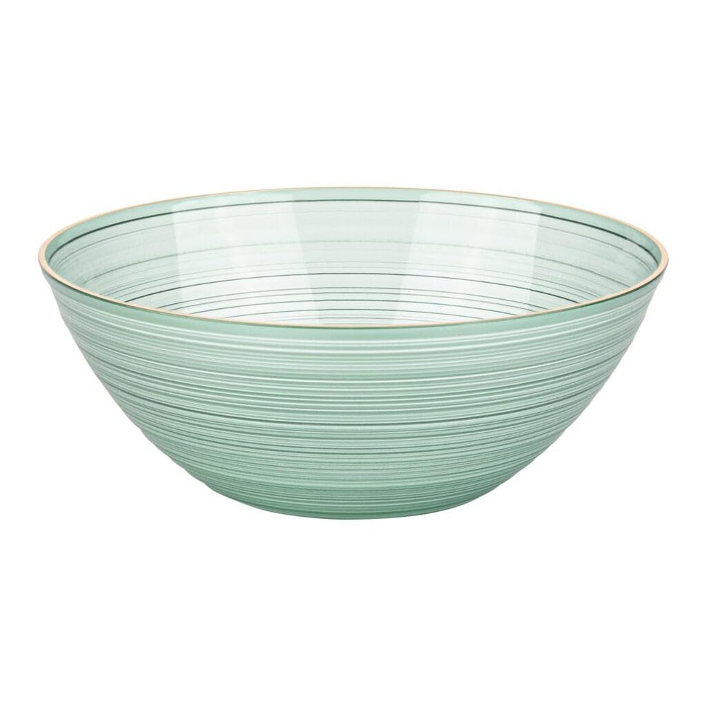 EcoQuality 12oz Translucent Green Plastic Round Bowls with Gold Rim - Disposable Translucent Plastic Soup Bowls, Heavy Duty Salad Bowls, Dessert Bowl, Baby Showers, Weddings, Birthday Party (240)