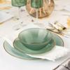EcoQuality 12oz Translucent Green Plastic Round Bowls with Gold Rim - Disposable Translucent Plastic Soup Bowls, Heavy Duty Salad Bowls, Dessert Bowl, Baby Showers, Weddings, Birthday Party (240) view 2