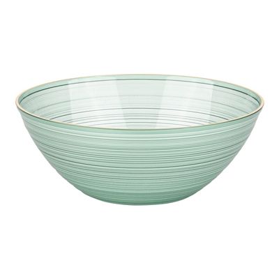 EcoQuality 12oz Translucent Green Plastic Round Bowls with Gold Rim - Disposable Translucent Plastic Soup Bowls, Heavy Duty Salad Bowls, Dessert Bowl, Baby Showers, Weddings, Birthday Party (80)