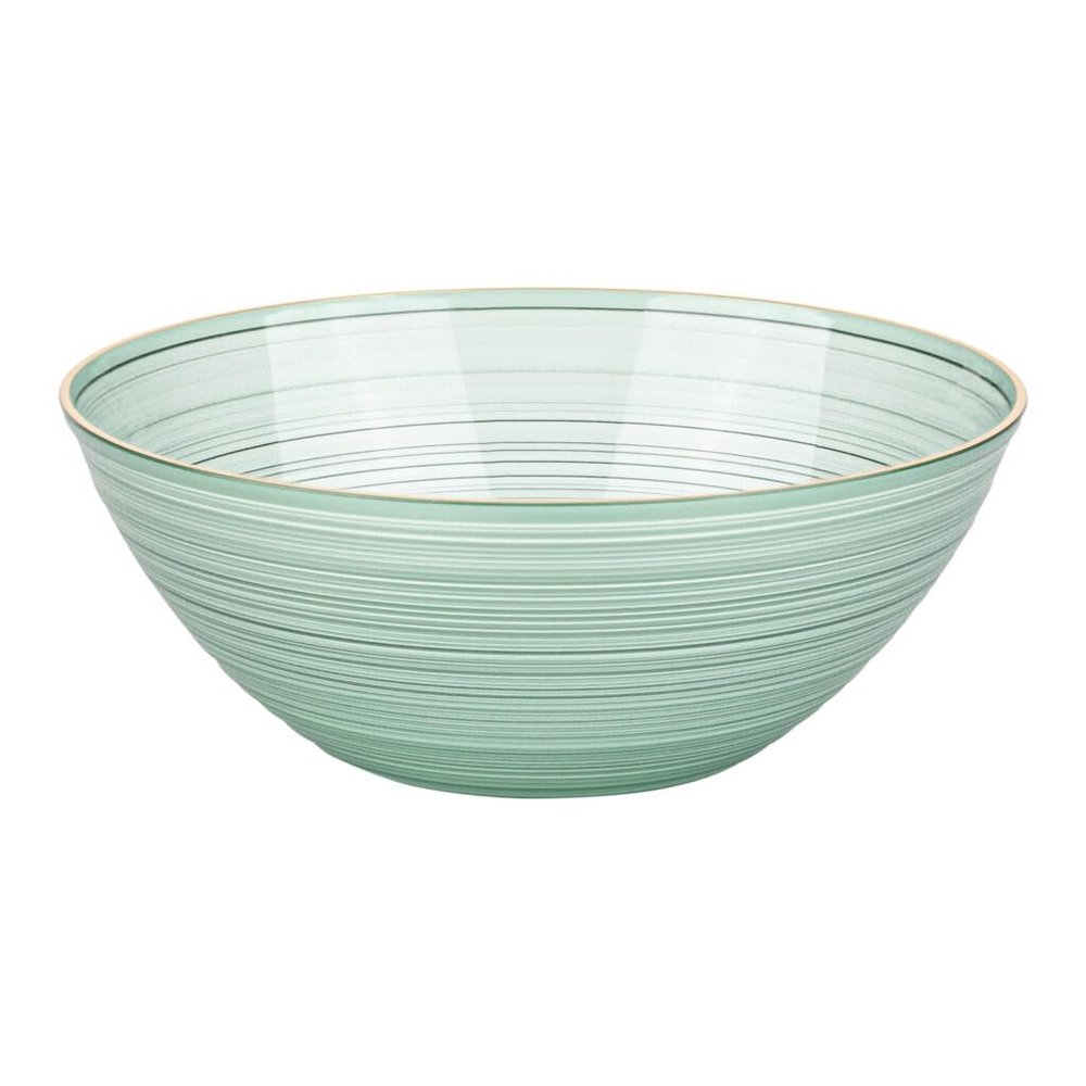 EcoQuality 12oz Translucent Green Plastic Round Bowls with Gold Rim - Disposable Translucent Plastic Soup Bowls, Heavy Duty Salad Bowls, Dessert Bowl, Baby Showers, Weddings, Birthday Party (80)