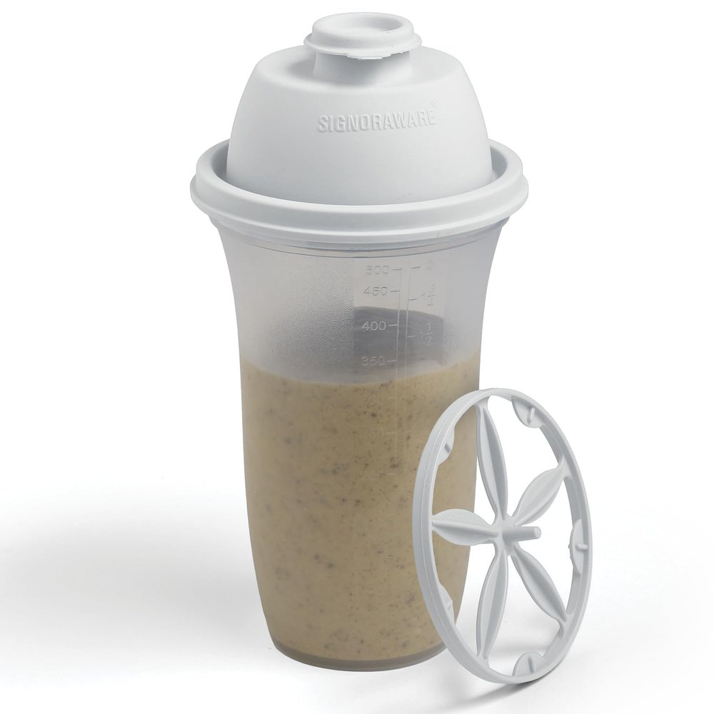 SIGNORA WARE Shaker Bottles | 17-Ounce Plastic Protein Shake Bottle for Meal Replacement Shakes & Smoothies, Beverages, Mixing Salad Dressing & Sauces, Margarita, & More