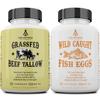 Ancestral Supplements Grass-Fed Beef Tallow 3000mg & Wild Caught Omega 3 Fish Oil 2400mg Capsules, Nourishing Kidney Fat & Fish Eggs Supplements, Vitamins D/K2, Non-GMO, 180 Capsules (Bundle 2 Pack) view 1
